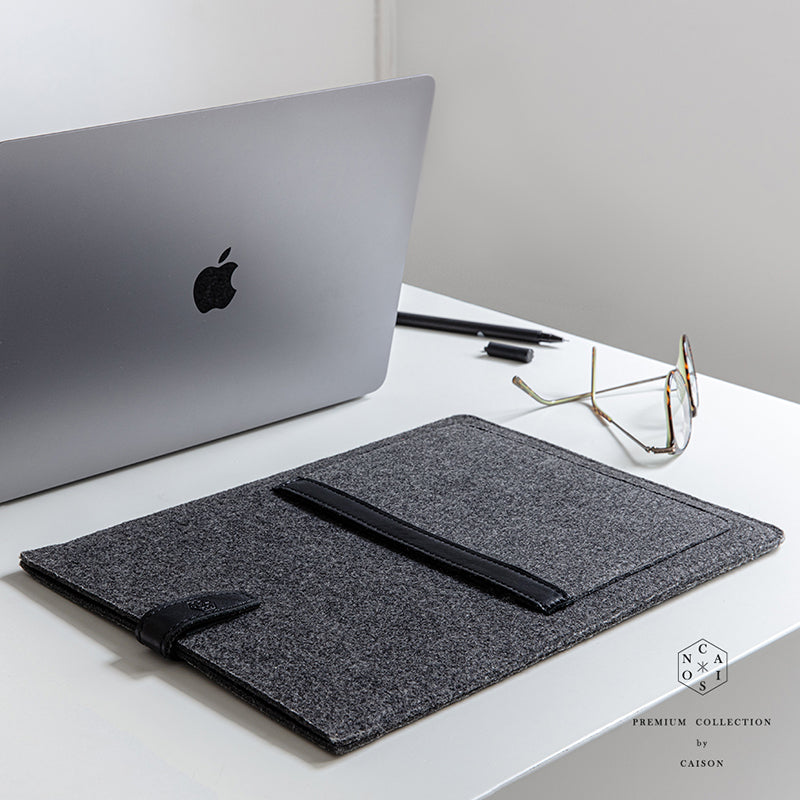 CAISON Felt Laptop Sleeve Casefor New 13 inch MacBook Pro (2016-2019) and New 13 inch MacBook Air (2018-2019)  Black