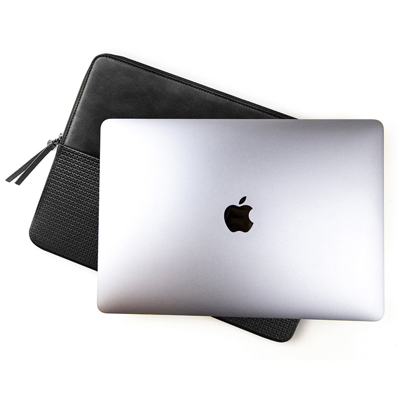 CAISON Classic commerce Genuine Leather Laptop Sleeve Case for 16 inch MacBook Pro Black