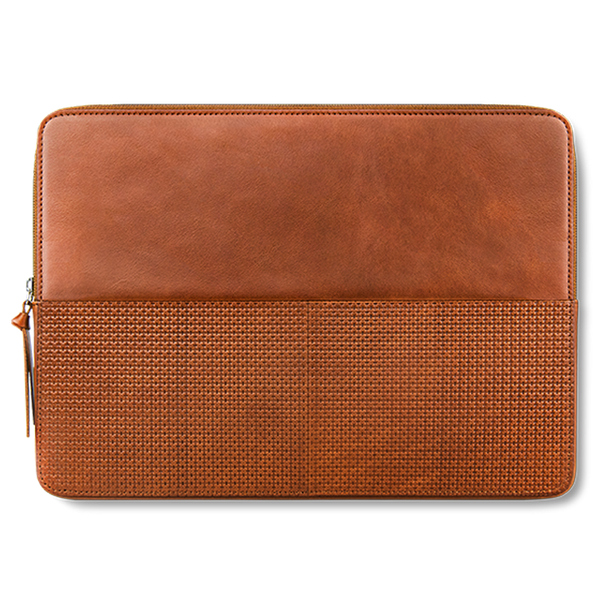 CAISON Classic commerce Genuine Leather Laptop Sleeve Case Tan