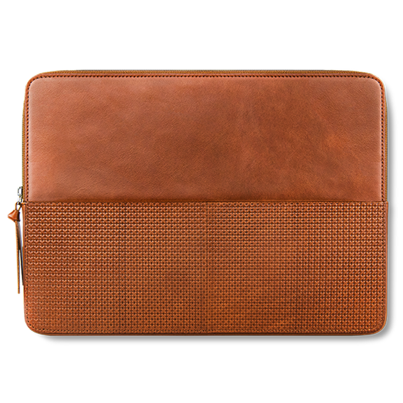 CAISON Classic commerce Genuine Leather Laptop Sleeve Case Tan