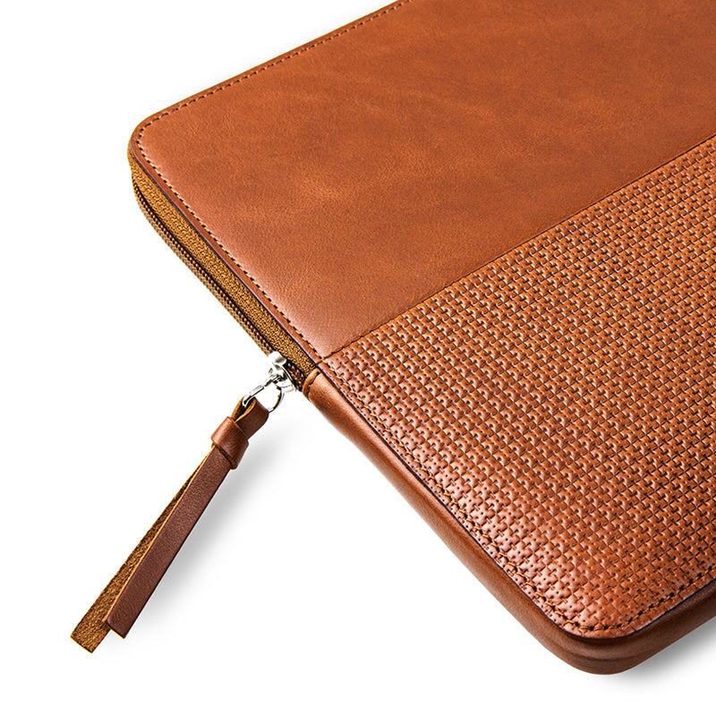 CAISON Classic commerce Genuine Leather Laptop Sleeve Case Tan