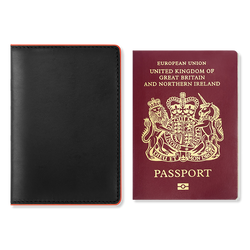 CAISON Genuine Leather Passport Cover Holder Slim Case Black