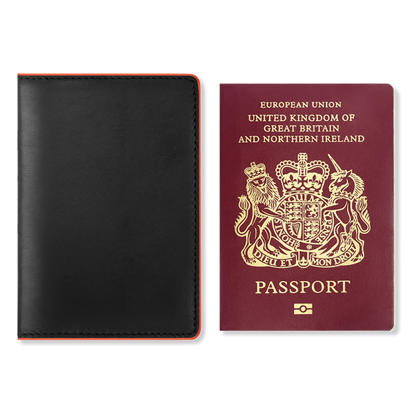 CAISON Genuine Leather Passport Cover Holder Slim Case Black